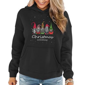 Christmas Is Gnoming God Jul Gnome Tomte Xmas Santa Idea Women Hoodie Graphic Print Hooded Sweatshirt - Thegiftio UK