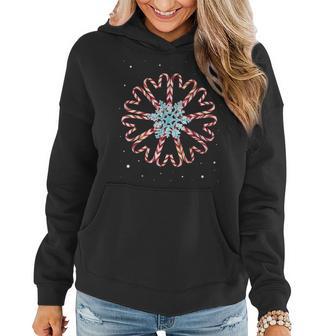 Christmas Pajamas Snow Snowflake Xmas Gift Candy Canes Women Hoodie Graphic Print Hooded Sweatshirt - Thegiftio UK