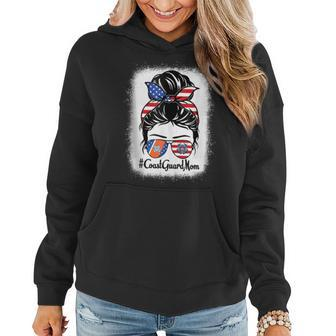 Coast Guard Mom Messy Bun Sunglasses Military Mothers Day Women Hoodie - Seseable
