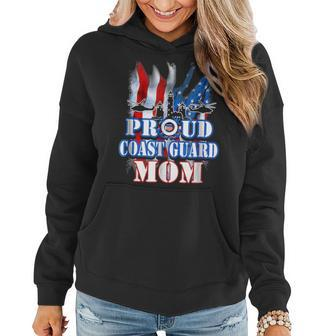 Coast Guard Mom Usa Flag Military Mothers Day Women Hoodie - Seseable