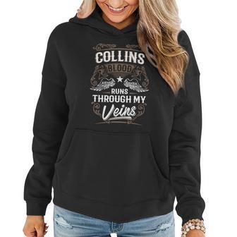 Collins Blood Runs Through My Veins Legend Name Gifts T Shirt Women Hoodie Graphic Print Hooded Sweatshirt - Thegiftio UK