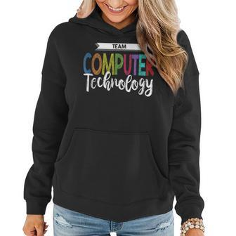 Computer Team Technology Teacher School Women Hoodie Graphic Print Hooded Sweatshirt - Thegiftio UK