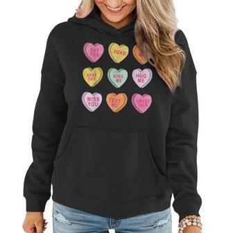 Conversation Hearts Cute Pink Heart Happy Valentines Day Women Hoodie - Seseable