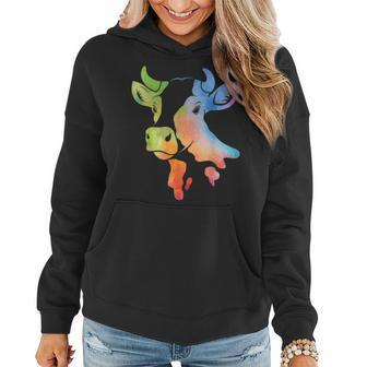 Cow Gift For Women - Cute Cowgirl Lover Watercolor Country Women Hoodie - Seseable