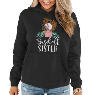 Cute Baseball Heart Player Game Team Gift Sister Brother Sis Women Hoodie | Mazezy