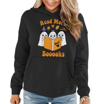 Cute Booooks Ghost Read More Books Funny Teacher Halloween V4 Women Hoodie Graphic Print Hooded Sweatshirt - Thegiftio UK