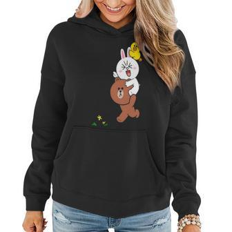 Cute Brown Bear Cony Bunny Rabbit Sally Duck Lovers Running Women Hoodie - Seseable