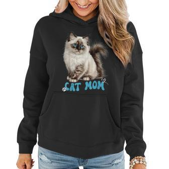 Cute Cat Mom Mothers Day Women Mama Cat Lover Groovy Women Hoodie | Mazezy