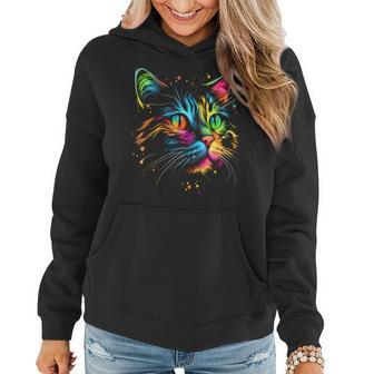 Cute Colorful Cat For Womens Girls Men Boys - Cat Lovers Women Hoodie | Mazezy