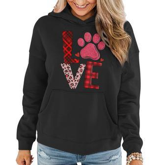 Cute Dog Owner Gift Valentines Day Cat Rescue Pawprint Women Hoodie - Seseable