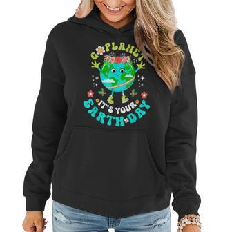 Cute Go Planet Its Your Earth Day 2023 Groovy Teacher Kids Women Hoodie | Mazezy