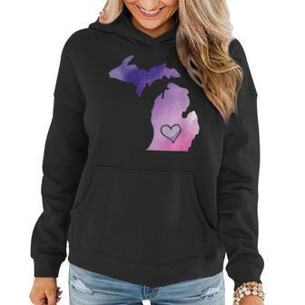 Cute Pink I Love Michigan Pure Michigander Women Hoodie Graphic Print Hooded Sweatshirt - Thegiftio UK