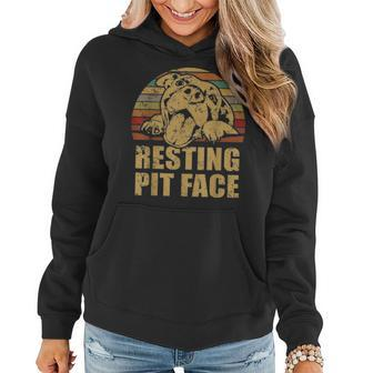 Cute Pitbull Pittie Mom Dad Resting Pit Face Funny Women Hoodie - Seseable