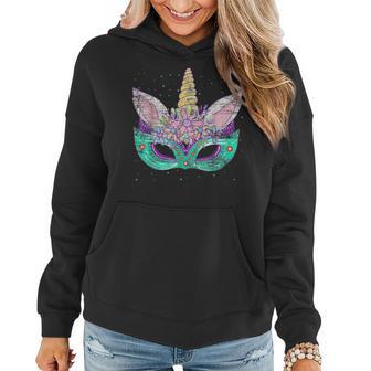 Cute Unicorn Mardi Gras Carnival Jester Hat Mardi Beads Women Hoodie - Seseable