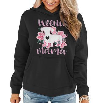Dachshund Mama Wiener Dog Pink Flowers Cute Weenie Mom Gift Women Hoodie - Seseable