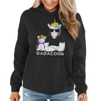 Dadacorn Muscle Unicorn Dad Baby Daughter Fathers Day Gift Women Hoodie - Seseable