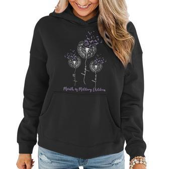 Dandelion Purple Up For Military Kids Military Child Month Women Hoodie | Mazezy