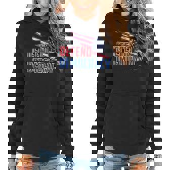 Defend Democracy Usa Pride Patriotic Message Us Flag Women Hoodie Graphic Print Hooded Sweatshirt - Thegiftio