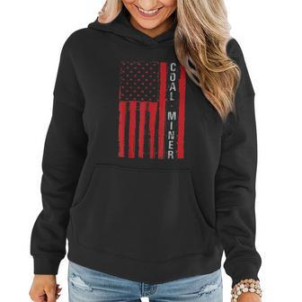 Distressed American Flag Coal Miner Mining Proud Men Gifts Women Hoodie Graphic Print Hooded Sweatshirt - Thegiftio UK