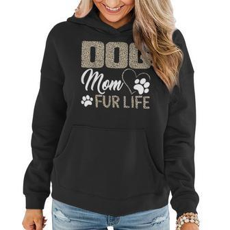 Dog Mom Fur Life Mothers Day Pet Owner Gift Leopard Print Women Hoodie - Seseable