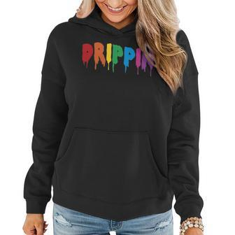 Drippin Colorful Rainbow Hip Hop Lovers Dripping Sauce Women Hoodie - Seseable