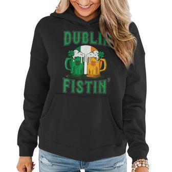 Dublin Fistin Beer Shamrock Ireland Flag St Patricks Day Women Hoodie | Mazezy
