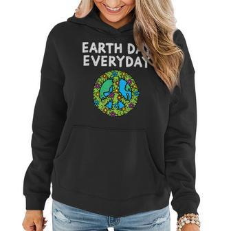 Earth Day Everyday Peace Symbol Sign Flower Environmental Women Hoodie | Mazezy