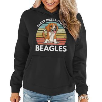 Easily Distracted By Beagles Funny Beagle Dog Mom Gift Women Hoodie - Seseable