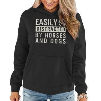 Easily Distracted By Horse And Dogs Women Hoodie | Mazezy