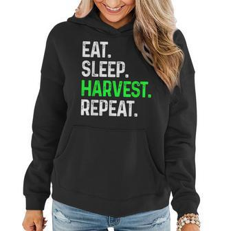 Eat Sleep Harvest Repeat Funny Harvesting Farm Farmers Women Hoodie Graphic Print Hooded Sweatshirt - Thegiftio UK