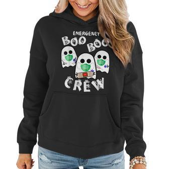 Emergency Boo Boo Crew - Funny Nurse Halloween Er Ed Ward Women Hoodie Graphic Print Hooded Sweatshirt - Thegiftio UK