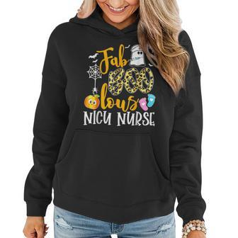 Fab Boo Lous Nicu Nurse Funny Boo Ghost Halloween Women Hoodie Graphic Print Hooded Sweatshirt - Thegiftio UK