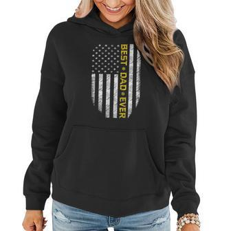 Fathers Day Best Dad Ever With Us American Flag Patriot Dad Women Hoodie Graphic Print Hooded Sweatshirt - Thegiftio UK