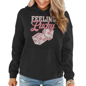 Feeling-Lucky Valentines Day Pocket Couple Matching Outfit Women Hoodie - Seseable