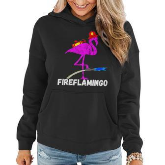 Fire Fighter Flamingo Exotic Bird Funny Firefighter Fireman Women Hoodie - Seseable