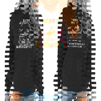 Flamingo Halloween And Merry Christmas Happy Hallothanksmas V4 Women Hoodie Graphic Print Hooded Sweatshirt - Thegiftio