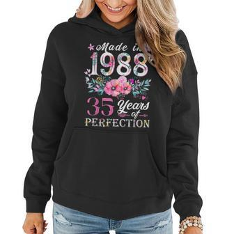 Floral 35Th Birthday Gift Ideas For Women Best Of 1988 Women Hoodie - Seseable