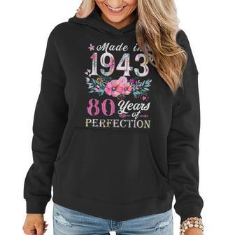 Floral 80Th Birthday Gift Ideas For Women Best Of 1943 Women Hoodie - Seseable