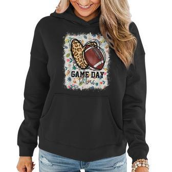 Floral Bleached Football Game Day Vibes Football Mom Women Hoodie - Thegiftio UK