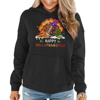 Football Halloween Christmas Thanksgiving Hallothanksmas V2 Women Hoodie Graphic Print Hooded Sweatshirt - Thegiftio UK