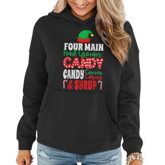 Four Main Food Groups Elf Buddy Christmas Pajama Funny Gifts Women Hoodie Graphic Print Hooded Sweatshirt - Thegiftio UK