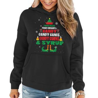 Four Main Food Groups Elf Buddy Christmas Pajama Xmas Gifts V2 Women Hoodie Graphic Print Hooded Sweatshirt - Thegiftio UK