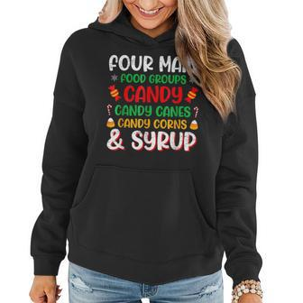 Four Main Food Groups Elf Buddy Christmas Pajamas Men Women Women Hoodie Graphic Print Hooded Sweatshirt - Thegiftio UK