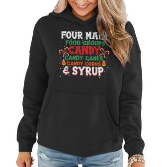 Four Main Food Groups Elf Buddy Xmas Christmas Family Pajama Women Hoodie Graphic Print Hooded Sweatshirt - Thegiftio UK