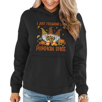 Freaking Love Pumpkin Spice Thanksgiving Gnome Sunflower Gift Women Hoodie - Monsterry
