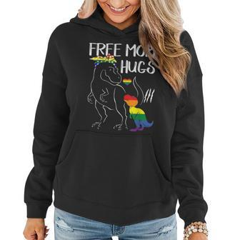 Free Mom Hugs Lgbt Pride Mama Dinosaur Rex Gift V2 Women Hoodie - Seseable
