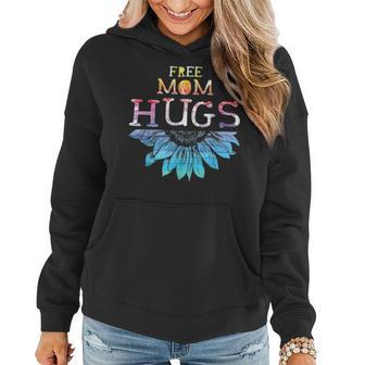 Free Mom Hugs Lgbt Rainbow Sunflower Pride Gift Women Hoodie - Seseable