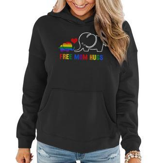Free Mom Hugs Pride Lgbt Mom Elephant Rainbow Gift Shirt Women Hoodie Graphic Print Hooded Sweatshirt - Thegiftio UK