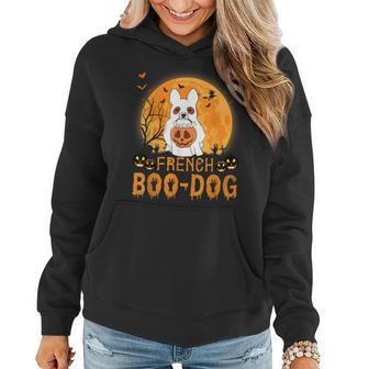 French Boo Dog Funny Bulldog Happy Halloween Women Hoodie Graphic Print Hooded Sweatshirt - Thegiftio UK