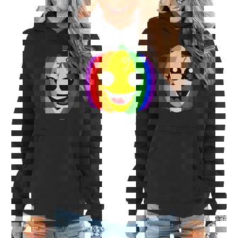 Fun Lesbian Gay Design Rainbow Pumpkin Pride Lgbt Halloween Women Hoodie Graphic Print Hooded Sweatshirt - Thegiftio